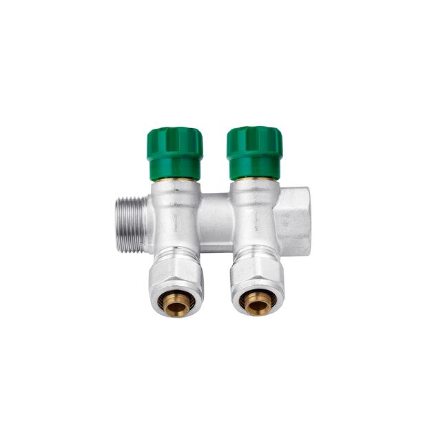 Коллектор Karro 2 выхода 3/4" x 16 ВН никелированный KR-17020, фото , изображение 3 | SNABZHENIE.com.ua Коллектор Karro 2 выхода 3/4" x 16 ВН никелированный KR-17020, фото , изображение 3 | SNABZHENIE.com.ua