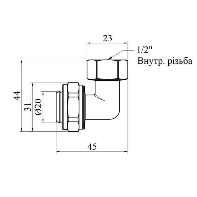 Колено металопластикове STA (DN) 20х1/2 РВ нікельоване, фото , зображення 2 | SNABZHENIE.com.ua Колено металопластикове STA (DN) 20х1/2 РВ нікельоване, фото , зображення 2 | SNABZHENIE.com.ua