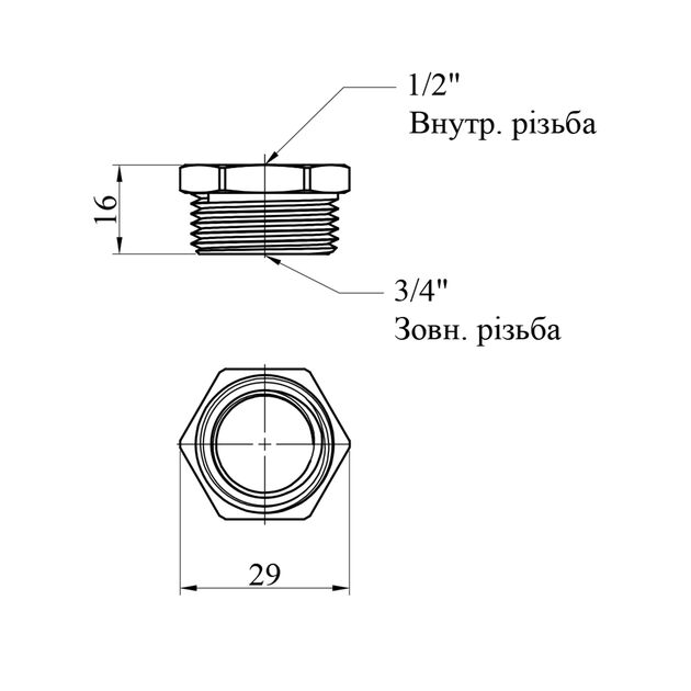 Футорка LexLine 3/4х1/2 НВ никелированная НК0702-Вн, фото , изображение 2 | SNABZHENIE.com.ua Футорка LexLine 3/4х1/2 НВ никелированная НК0702-Вн, фото , изображение 2 | SNABZHENIE.com.ua