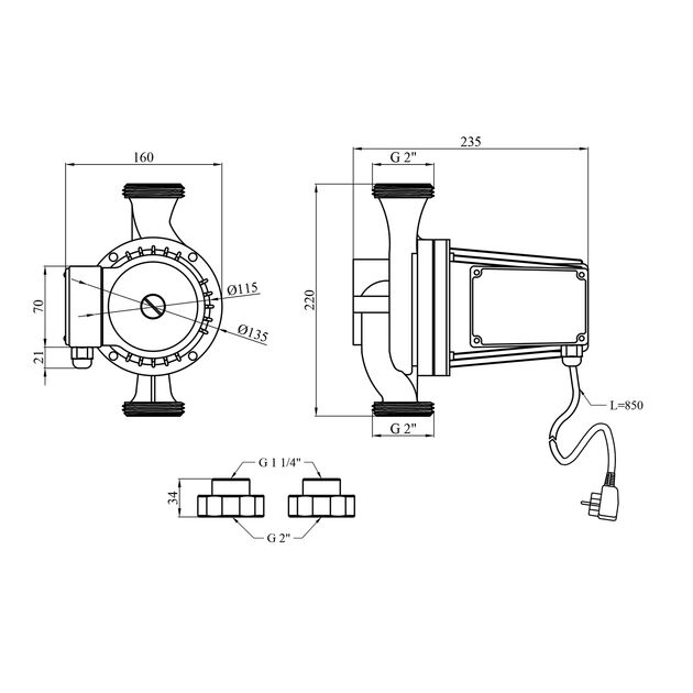 Циркуляционный насос Forwater GPD 32/12-180 с гайками (Grundfos), фото , изображение 2 | SNABZHENIE.com.ua