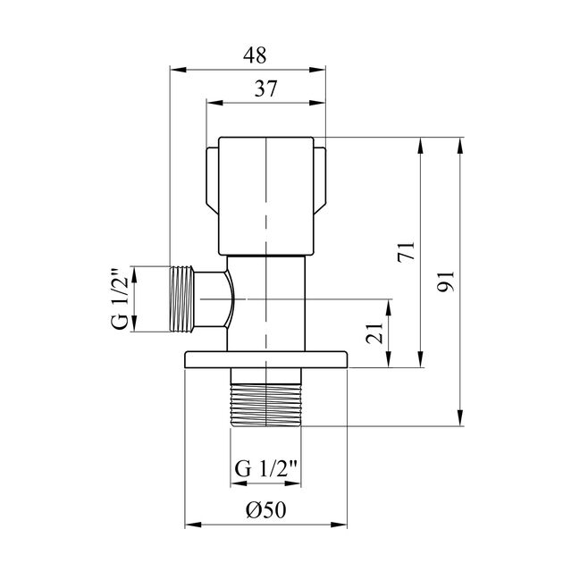 Кран приладний для підключення Karro 1/2х1/2 НН хромований KR-3127, фото , зображення 2 | SNABZHENIE.com.ua