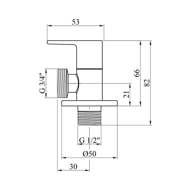 Кран приборний для підключення Karro 1/2х3/4 НН хромований KR-3129, фото , зображення 2 | SNABZHENIE.com.ua