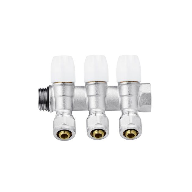 Колектор з перекриттям Karro Super на 3 виходи 3/4 x16 ВН нікельований KR-17021, фото , зображення 3 | SNABZHENIE.com.ua Колектор з перекриттям Karro Super на 3 виходи 3/4 x16 ВН нікельований KR-17021, фото , зображення 3 | SNABZHENIE.com.ua