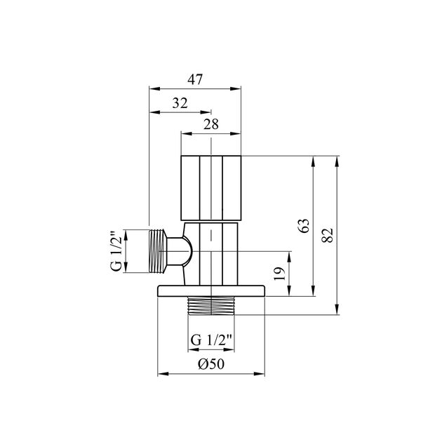 Кран приборний для підключення Karro 1/2х1/2 НН хромований KR-3121, фото , зображення 2 | SNABZHENIE.com.ua
