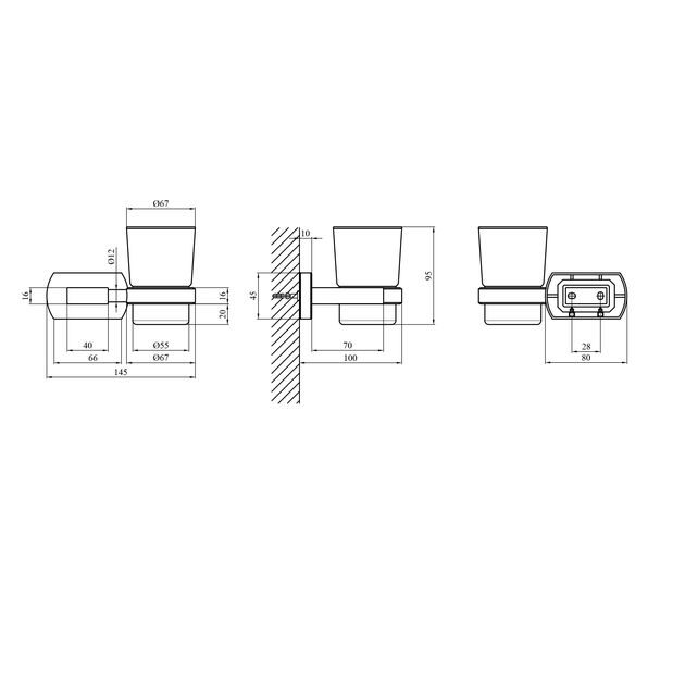 Стакан с держателем для ванной комнаты Kroner KRP Graz - C95602, фото , изображение 2 | SNABZHENIE.com.ua