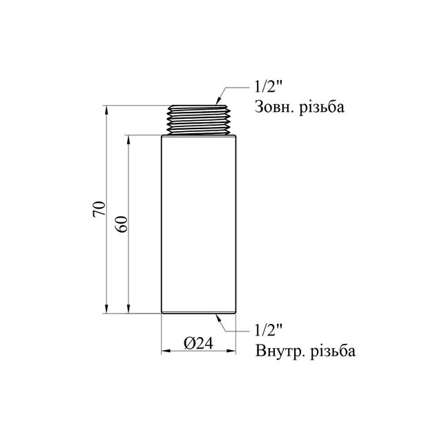 Подовжувач Karro SM 1/2 ВН, L=60 мм никельований, фото , зображення 2 | SNABZHENIE.com.ua Подовжувач Karro SM 1/2 ВН, L=60 мм никельований, фото , зображення 2 | SNABZHENIE.com.ua