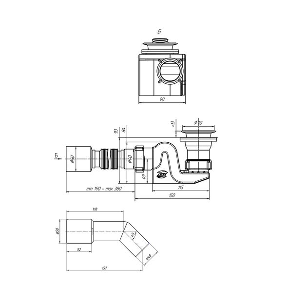 Сифон ANIplast Бриг 1 1/2"х40 мм с двумя трубками E616EU, фото , изображение 2 | SNABZHENIE.com.ua Сифон ANIplast Бриг 1 1/2"х40 мм с двумя трубками E616EU, фото , изображение 2 | SNABZHENIE.com.ua