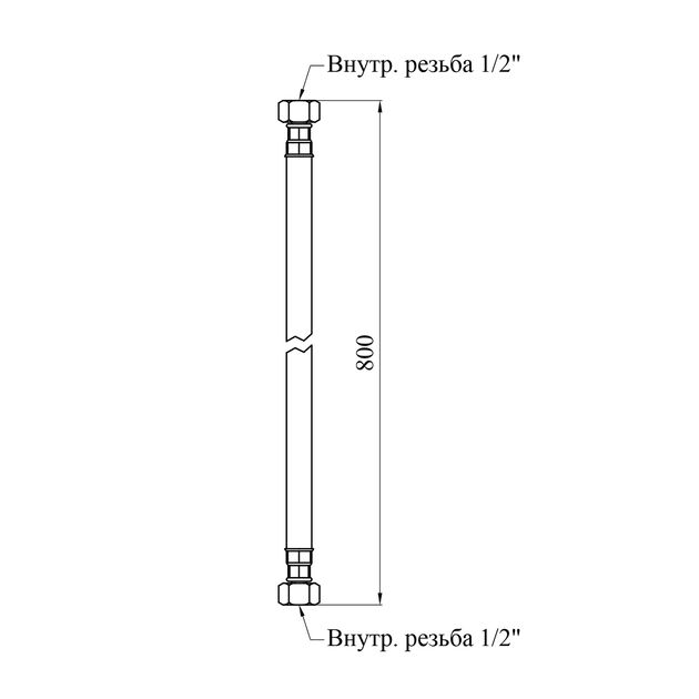 Шланг газовый Nikiforov 1/2" ВВ 80 см резиновый черный с металлическими гайками, фото , зображення 2 | SNABZHENIE.com.ua