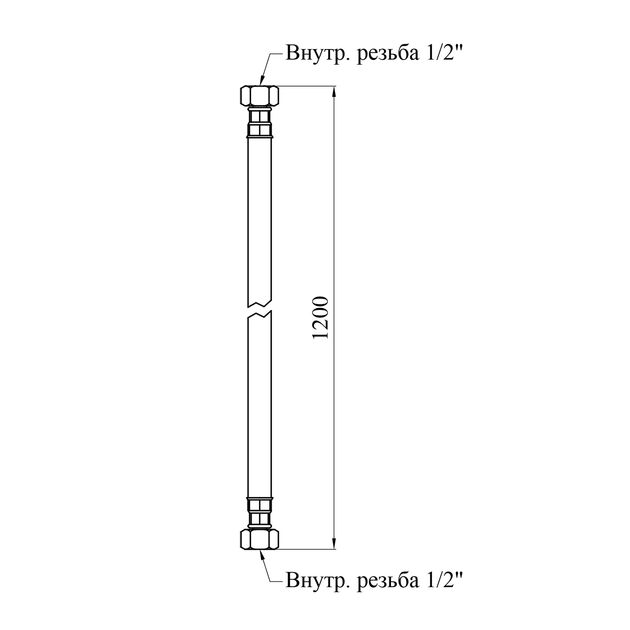 Шланг газовый Nikiforov 1/2" ВВ 120 см резиновый черный с металлическими гайками, фото , зображення 2 | SNABZHENIE.com.ua