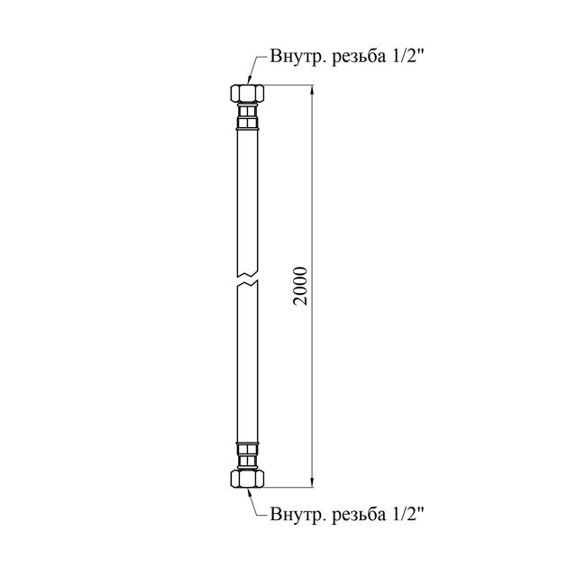 Шланг газовый Nikiforov 1/2" ВВ 200 см резиновый черный с металлическими гайками, фото , зображення 2 | SNABZHENIE.com.ua