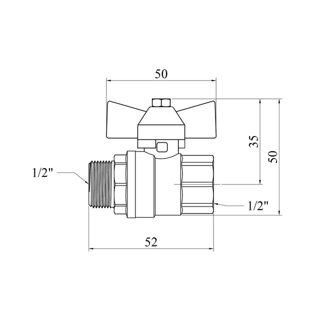 Шаровой кран для газа Valves 1/2 ВН PN30, никелированный, желтая бабочка, фото , изображение 2 | SNABZHENIE.com.ua Шаровой кран для газа Valves 1/2 ВН PN30, никелированный, желтая бабочка, фото , изображение 2 | SNABZHENIE.com.ua