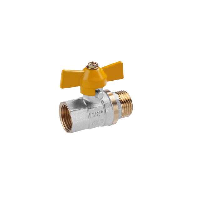 Шаровой кран для газа Valves 1/2 ВН PN30, никелированный, желтая бабочка, фото , изображение 3 | SNABZHENIE.com.ua Шаровой кран для газа Valves 1/2 ВН PN30, никелированный, желтая бабочка, фото , изображение 3 | SNABZHENIE.com.ua