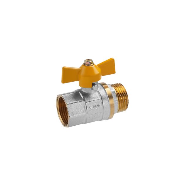 Кран шаровий газовий Valves 3/4 ВН PN30 з жовтою бабочкою, нікель, фото , зображення 3 | SNABZHENIE.com.ua Кран шаровий газовий Valves 3/4 ВН PN30 з жовтою бабочкою, нікель, фото , зображення 3 | SNABZHENIE.com.ua