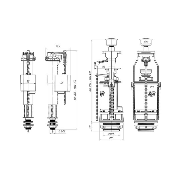 Комплект для бачка унитаза ANIplast с нижним подводом FV8510СEU, фото  | SNABZHENIE.com.ua