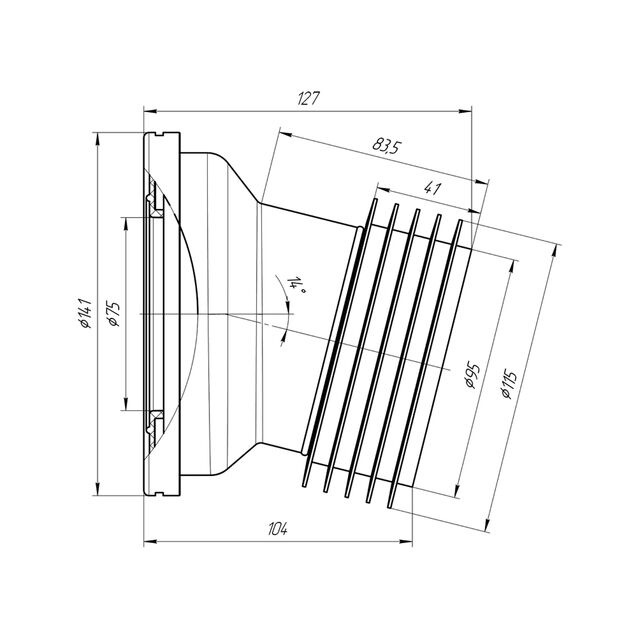 Труба фановая ANIplast 110х14° W1228EU для унитаза, фото , изображение 2 | SNABZHENIE.com.ua Труба фановая ANIplast 110х14° W1228EU для унитаза, фото , изображение 2 | SNABZHENIE.com.ua