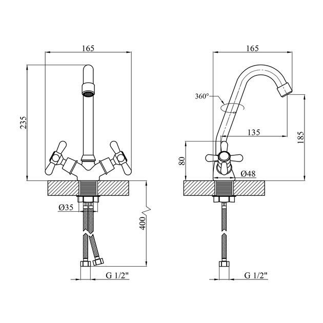 Смеситель кухонный Kroner KRP Royce - C030, фото , изображение 2 | SNABZHENIE.com.ua