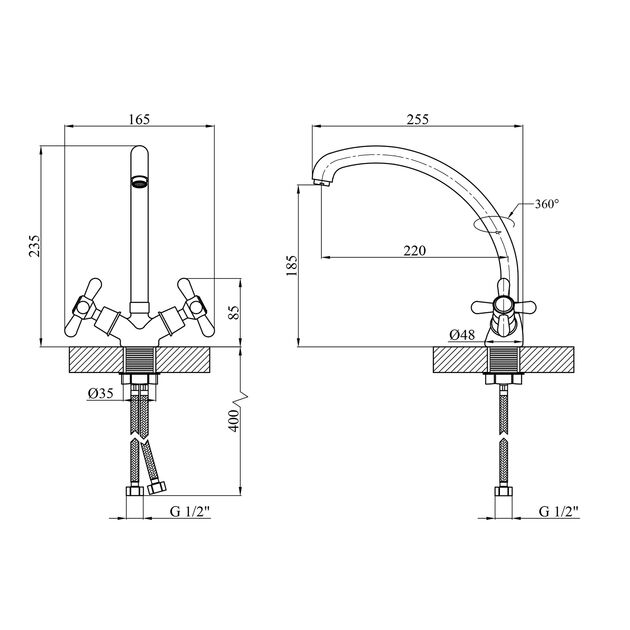 Смеситель кухонный Kroner KRP Royce - C032, фото , изображение 2 | SNABZHENIE.com.ua