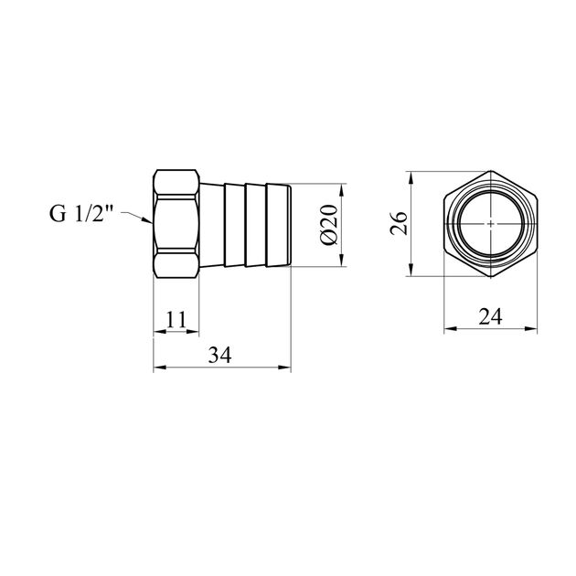 Штуцер LexLine 1/2" РВ, D=20 мм латунный УК0002-8, фото , изображение 2 | SNABZHENIE.com.ua Штуцер LexLine 1/2" РВ, D=20 мм латунный УК0002-8, фото , изображение 2 | SNABZHENIE.com.ua
