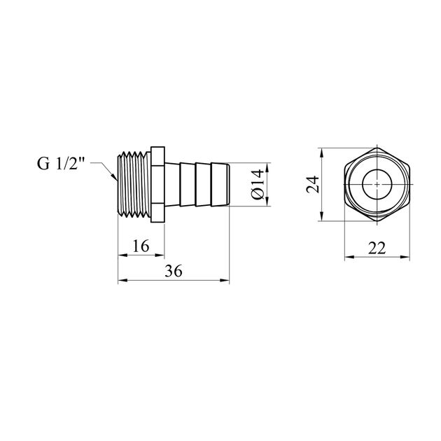 Штуцер LexLine 1/2" РН, D=14 мм, латунный, УК0008-4, фото , изображение 2 | SNABZHENIE.com.ua Штуцер LexLine 1/2" РН, D=14 мм, латунный, УК0008-4, фото , изображение 2 | SNABZHENIE.com.ua