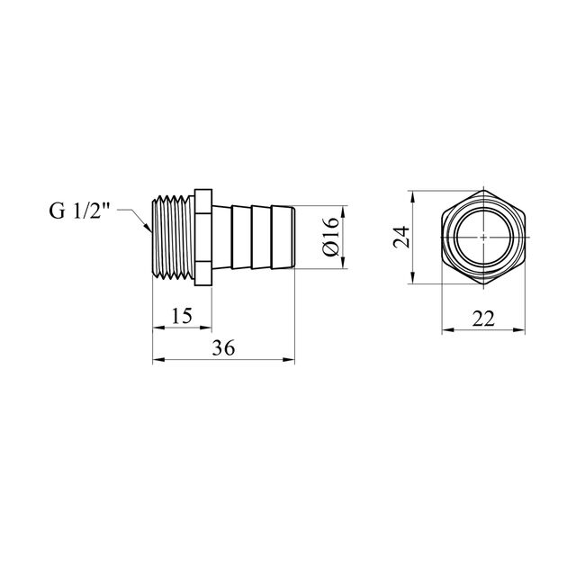 Штуцер LexLine 1/2" РН, D=16 мм, латунный УК0008-5, фото , изображение 2 | SNABZHENIE.com.ua Штуцер LexLine 1/2" РН, D=16 мм, латунный УК0008-5, фото , изображение 2 | SNABZHENIE.com.ua