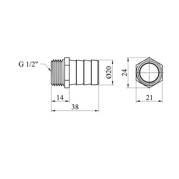 Штуцер LexLine 1/2" РН латунный, D=20 мм УК0008-7, фото , изображение 2 | SNABZHENIE.com.ua Штуцер LexLine 1/2" РН латунный, D=20 мм УК0008-7, фото , изображение 2 | SNABZHENIE.com.ua