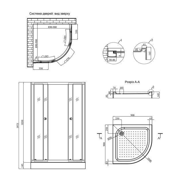 Душевая кабина Kroner KRP Harz - C.F.G. 90x90 см, фото , изображение 2 | SNABZHENIE.com.ua