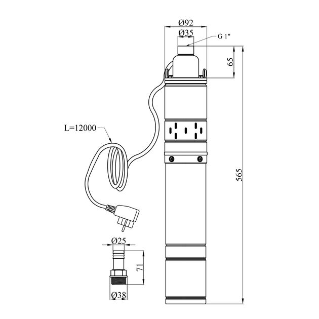 Насос глубинный шнековый Pumpman 4QGD1.8-50, 550 Вт, 130 м, 1,8 м³/ч, фото , изображение 2 | SNABZHENIE.com.ua Насос глубинный шнековый Pumpman 4QGD1.8-50, 550 Вт, 130 м, 1,8 м³/ч, фото , изображение 2 | SNABZHENIE.com.ua