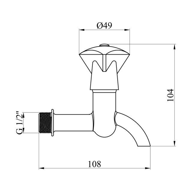 Кран водоразборный LexLine 1/2'' никелированный НК2501-Вн, фото , изображение 2 | SNABZHENIE.com.ua Кран водоразборный LexLine 1/2'' никелированный НК2501-Вн, фото , изображение 2 | SNABZHENIE.com.ua