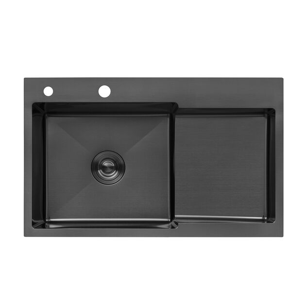 Кухонна мийка Kroner KRP PVD Schwarze - 7848LHM (3,0/1,0 мм), фото  | SNABZHENIE.com.ua Кухонна мийка Kroner KRP PVD Schwarze - 7848LHM (3,0/1,0 мм), фото  | SNABZHENIE.com.ua