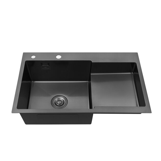 Кухонна мийка Kroner KRP PVD Schwarze - 7848LHM (3,0/1,0 мм), фото , зображення 3 | SNABZHENIE.com.ua Кухонна мийка Kroner KRP PVD Schwarze - 7848LHM (3,0/1,0 мм), фото , зображення 3 | SNABZHENIE.com.ua