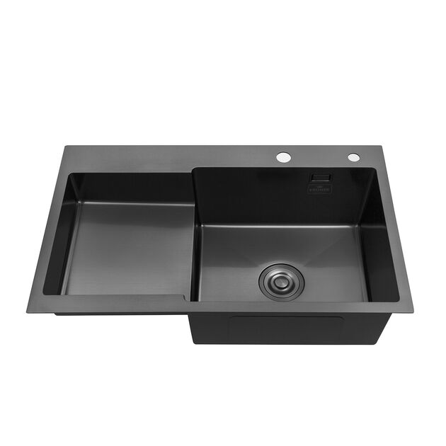Кухонна мийка Kroner KRP PVD Schwarze - 7848RHM (3,0/1,0 мм), фото , зображення 3 | SNABZHENIE.com.ua Кухонна мийка Kroner KRP PVD Schwarze - 7848RHM (3,0/1,0 мм), фото , зображення 3 | SNABZHENIE.com.ua