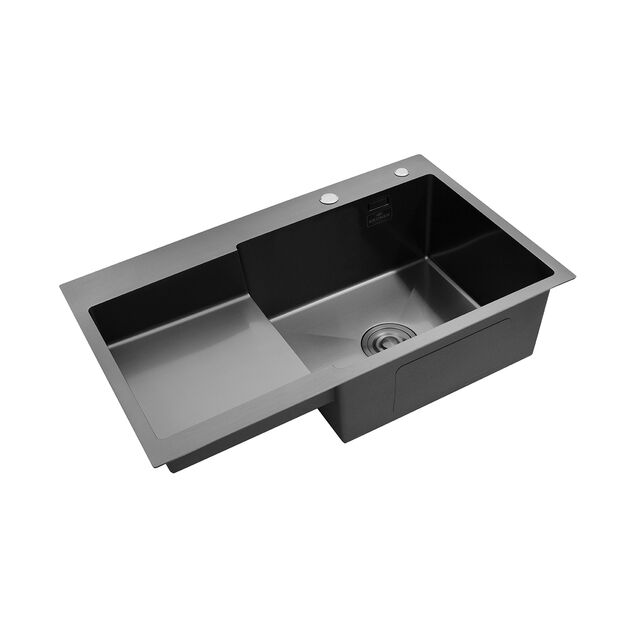 Кухонна мийка Kroner KRP PVD Schwarze - 7848RHM (3,0/1,0 мм), фото , зображення 4 | SNABZHENIE.com.ua Кухонна мийка Kroner KRP PVD Schwarze - 7848RHM (3,0/1,0 мм), фото , зображення 4 | SNABZHENIE.com.ua