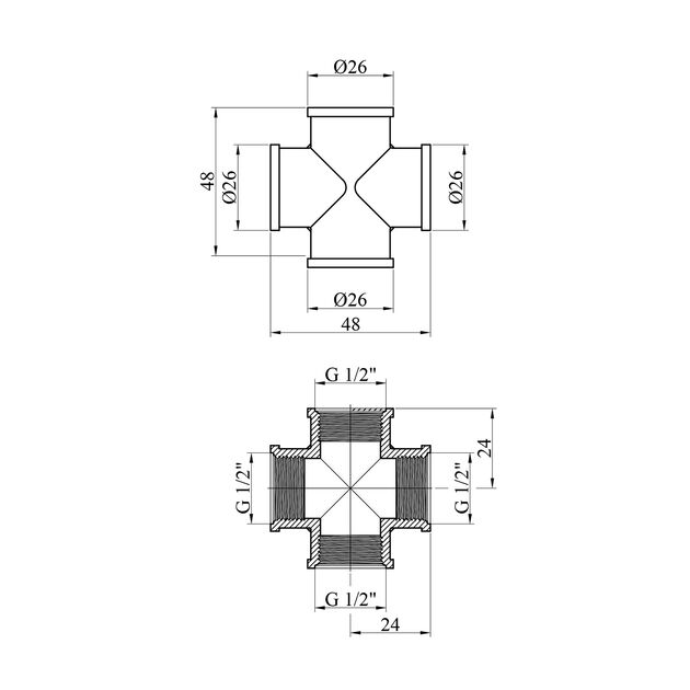 Крестовина LexLine 1/2" ВВВВ никелированная НК4601-Вн, фото , изображение 2 | SNABZHENIE.com.ua Крестовина LexLine 1/2" ВВВВ никелированная НК4601-Вн, фото , изображение 2 | SNABZHENIE.com.ua
