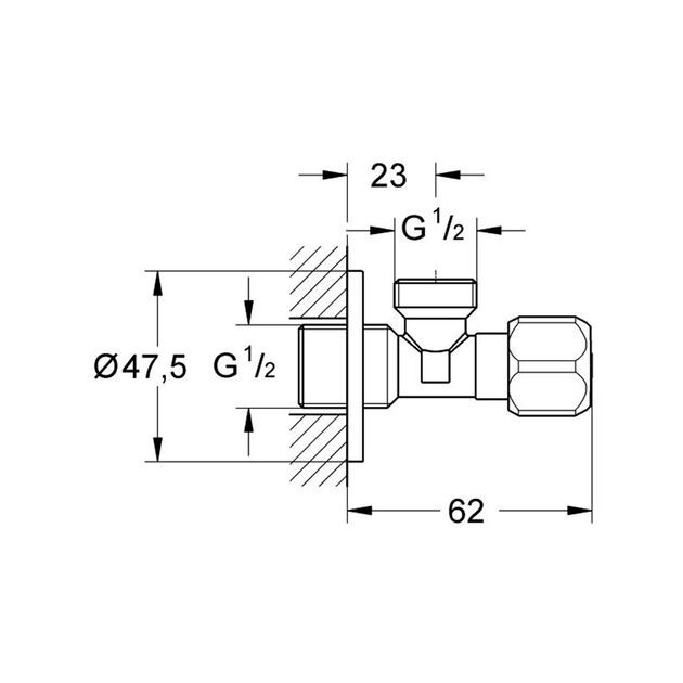 Угловой вентиль Grohe 1/2х1/2 2201600M, фото , изображение 2 | SNABZHENIE.com.ua