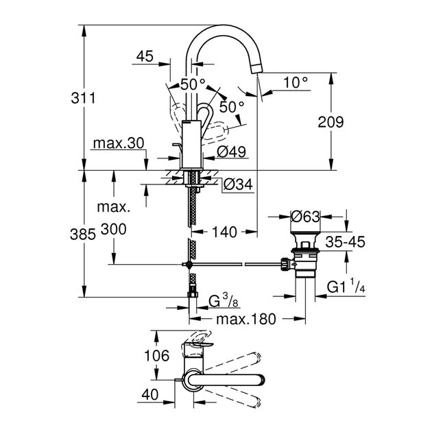 Смеситель для раковины Grohe BauLoop L-Size 23763000, фото , изображение 2 | SNABZHENIE.com.ua Смеситель для раковины Grohe BauLoop L-Size 23763000, фото , изображение 2 | SNABZHENIE.com.ua