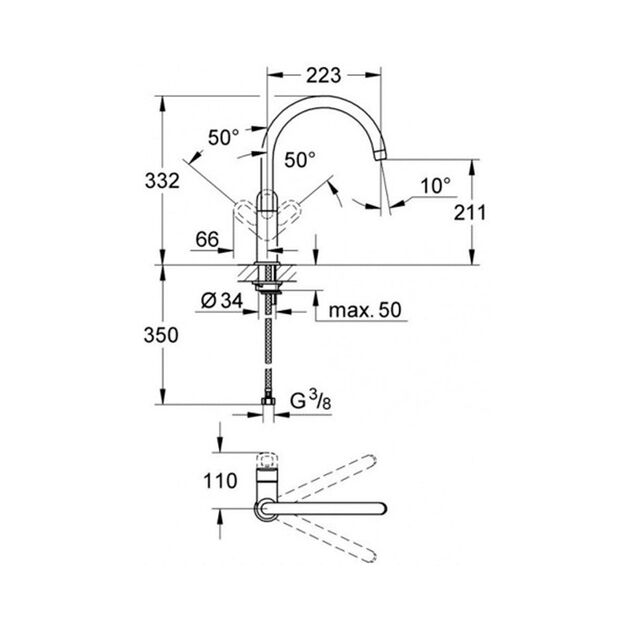 Змішувач для кухні Grohe BauLoop 31368000, фото , зображення 2 | SNABZHENIE.com.ua Змішувач для кухні Grohe BauLoop 31368000, фото , зображення 2 | SNABZHENIE.com.ua