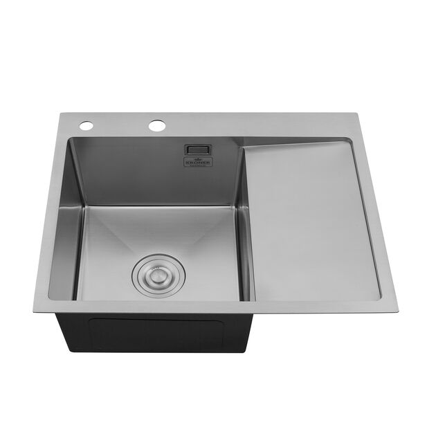 Кухонна мийка Kroner KRP Gebürstet - 6350LHM (3,0/1,0 мм), фото , зображення 3 | SNABZHENIE.com.ua Кухонна мийка Kroner KRP Gebürstet - 6350LHM (3,0/1,0 мм), фото , зображення 3 | SNABZHENIE.com.ua