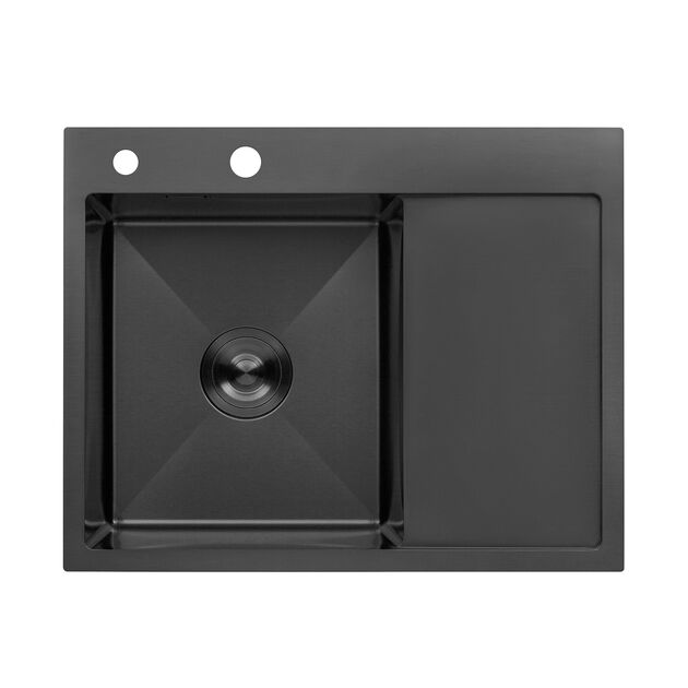 Кухонна мийка Kroner KRP Schwarze - 6350LHM PVD (3,0/1,0 мм), фото  | SNABZHENIE.com.ua
