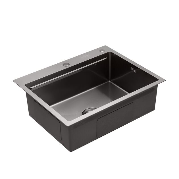 Кухонна мийка Kroner KRP PVD Schwarze - 6350HM (3,0/1,0 мм), фото , зображення 3 | SNABZHENIE.com.ua Кухонна мийка Kroner KRP PVD Schwarze - 6350HM (3,0/1,0 мм), фото , зображення 3 | SNABZHENIE.com.ua
