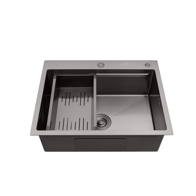 Кухонна мийка Kroner KRP PVD Schwarze - 6350HM (3,0/1,0 мм), фото , зображення 5 | SNABZHENIE.com.ua Кухонна мийка Kroner KRP PVD Schwarze - 6350HM (3,0/1,0 мм), фото , зображення 5 | SNABZHENIE.com.ua