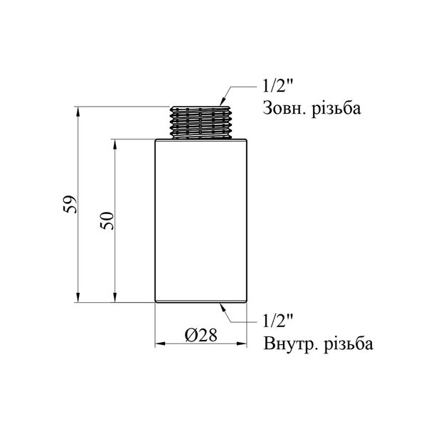 Удлинитель LexLine 1/2'' ВН никелированный, L=50 мм НК0601-50-Вн, фото , изображение 2 | SNABZHENIE.com.ua Удлинитель LexLine 1/2'' ВН никелированный, L=50 мм НК0601-50-Вн, фото , изображение 2 | SNABZHENIE.com.ua