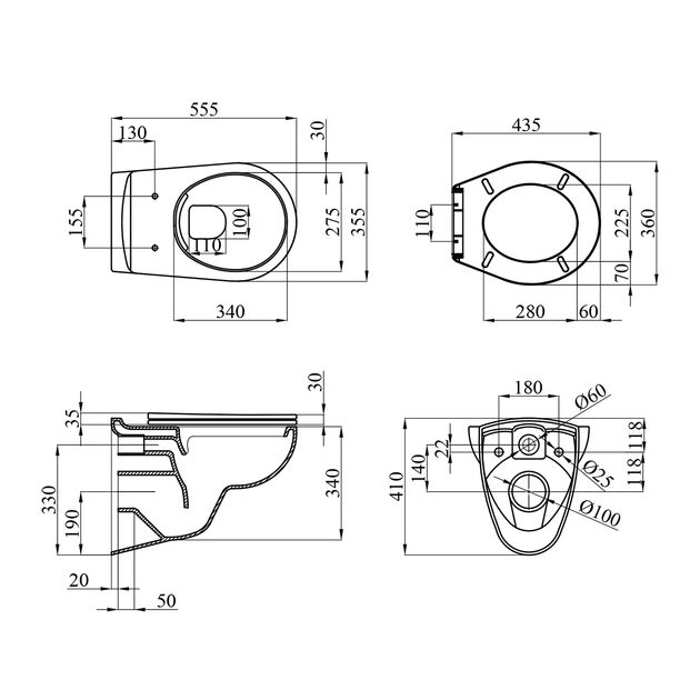 Унітаз підвісний Kroner KRP - A534UF Rimless 410х355х555 мм, сидіння Slim Duroplast / Soft-close / Quick release, фото , зображення 2 | SNABZHENIE.com.ua Унітаз підвісний Kroner KRP - A534UF Rimless 410х355х555 мм, сидіння Slim Duroplast / Soft-close / Quick release, фото , зображення 2 | SNABZHENIE.com.ua