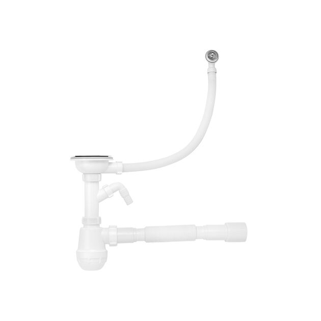 Сифон для кухонної миття Kroner KRP - KS02R-1 3 1/2х40/50 мм з відводом для пральної машини, з круглим переливом, фото  | SNABZHENIE.com.ua Сифон для кухонної миття Kroner KRP - KS02R-1 3 1/2х40/50 мм з відводом для пральної машини, з круглим переливом, фото  | SNABZHENIE.com.ua