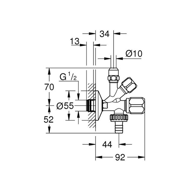 Кран приборний Grohe 1/2х3/8х3/4 22036000, фото , зображення 2 | SNABZHENIE.com.ua Кран приборний Grohe 1/2х3/8х3/4 22036000, фото , зображення 2 | SNABZHENIE.com.ua