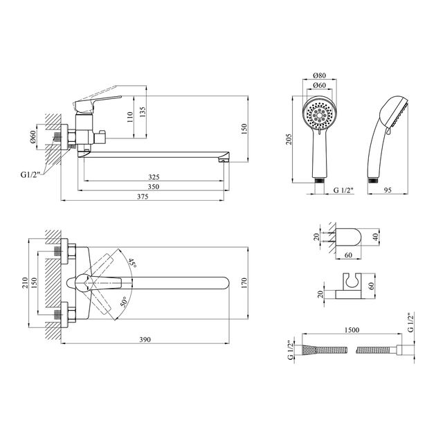 Смеситель для ванны Kroner KRP Hagen C070, фото , изображение 2 | SNABZHENIE.com.ua Смеситель для ванны Kroner KRP Hagen C070, фото , изображение 2 | SNABZHENIE.com.ua