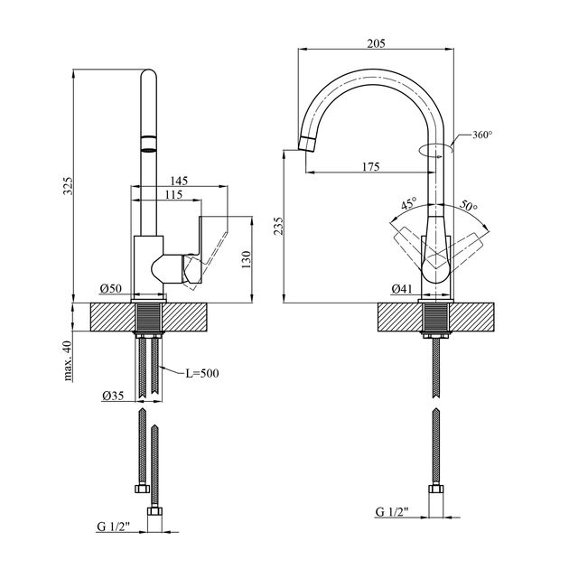 Смеситель для кухни Kroner KRP Hagen C030, фото , изображение 2 | SNABZHENIE.com.ua