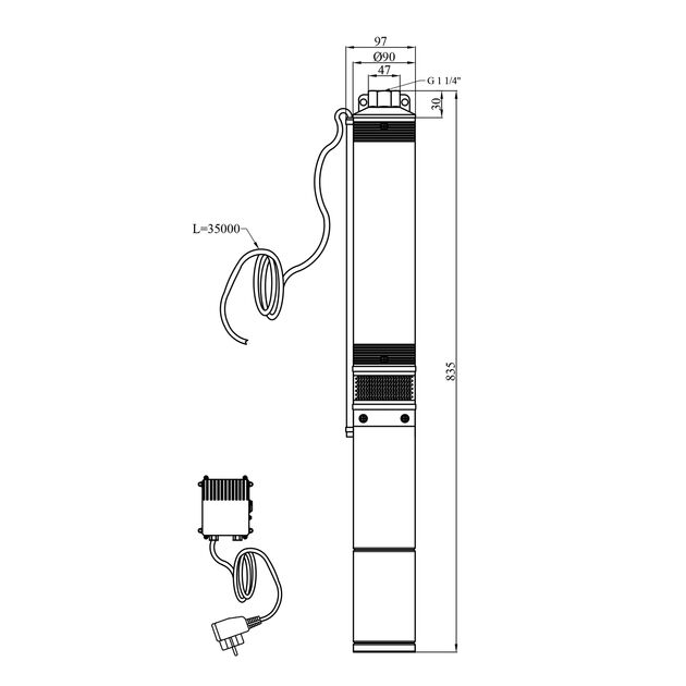 Насос глибинний центробіжний багатоступеневий Pumpman 4STM3-10-0,55 кВт Hmax 72 м Qmax 4,8 куб.м 550 Вт, фото , зображення 2 | SNABZHENIE.com.ua