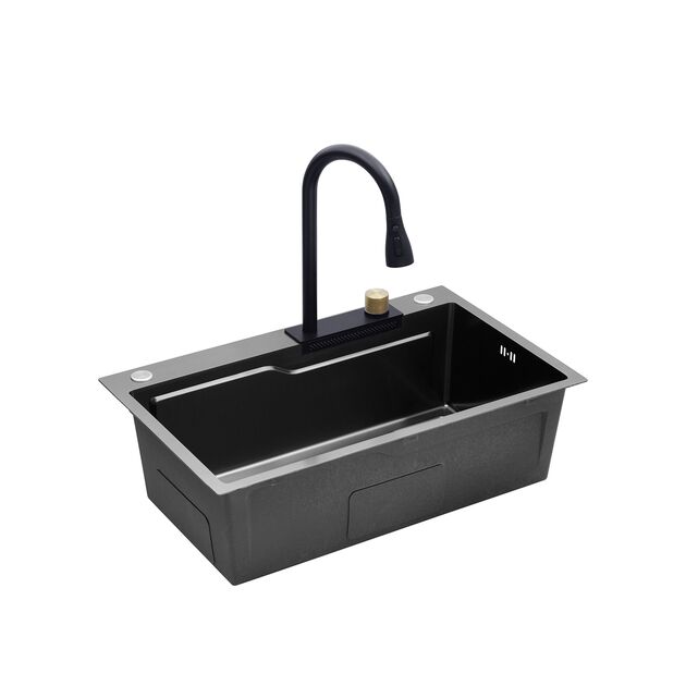 Кухонная мойка Kroner KRP Schwarze SET7546HM PVD 3.0/0.7 мм, фото , изображение 6 | SNABZHENIE.com.ua Кухонная мойка Kroner KRP Schwarze SET7546HM PVD 3.0/0.7 мм, фото , изображение 6 | SNABZHENIE.com.ua