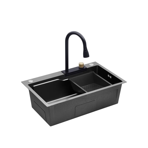 Кухонная мойка Kroner KRP Schwarze SET7546HM PVD 3.0/0.7 мм, фото , изображение 7 | SNABZHENIE.com.ua Кухонная мойка Kroner KRP Schwarze SET7546HM PVD 3.0/0.7 мм, фото , изображение 7 | SNABZHENIE.com.ua