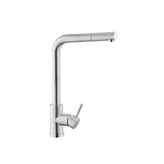 Смеситель кухонный с выдвижным изливом Kroner KRP Edelstahl, фото , изображение 4 | SNABZHENIE.com.ua